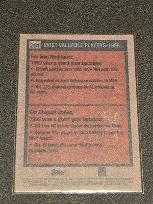 2024 Topps Heritage #201 1999 MVPs (Ivan Rodriguez / Chipper Jones) MVP - Baseball Card Single