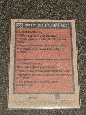 2024 Topps Heritage #201 1999 MVPs (Ivan Rodriguez / Chipper Jones) MVP - Baseball Card Single