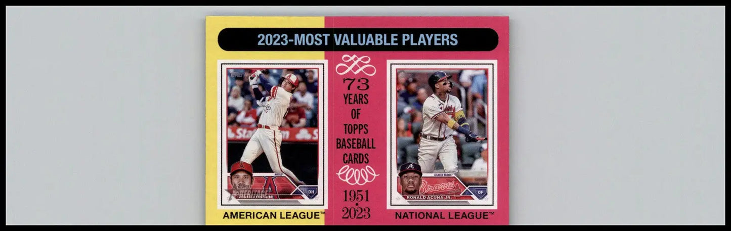 2024 Topps Heritage #204 2023 MVPs (Shohei Ohtani / Ronald Acuña Jr.) MVP - Baseball Card Single