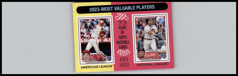 2024 Topps Heritage #204 2023 MVPs (Shohei Ohtani / Ronald Acuña Jr.) MVP - Baseball Card Single