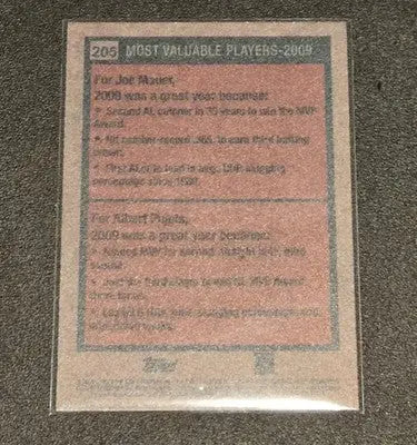 2024 Topps Heritage #205 2009 MVPs (Joe Mauer / Albert Pujols) MVP - Baseball Card Single