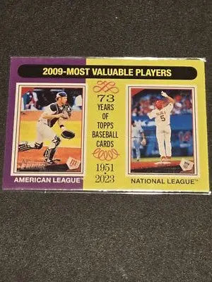 2024 Topps Heritage #205 2009 MVPs (Joe Mauer / Albert Pujols) MVP - Baseball Card Single