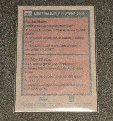 2024 Topps Heritage #205 2009 MVPs (Joe Mauer / Albert Pujols) MVP - Baseball Card Single
