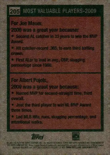 2024 Topps Heritage #205 Joe Mauer/Albert Pujols NM-MT ID:70389 - Baseball Card Single