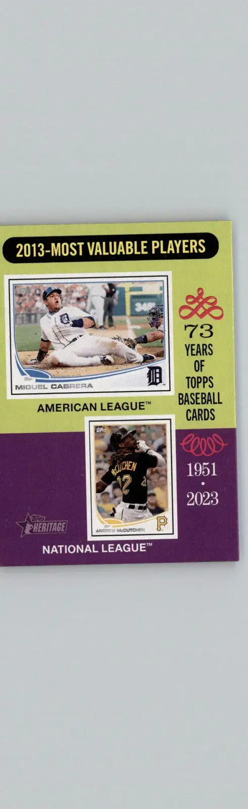 2024 Topps Heritage #206 2013 MVPs (Miguel Cabrera / Andrew McCutchen) MVP - Baseball Card Single
