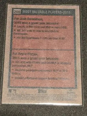 2024 Topps Heritage #208 2015 MVPs (Josh Donaldson / Bryce Harper) MVP - Baseball Card Single