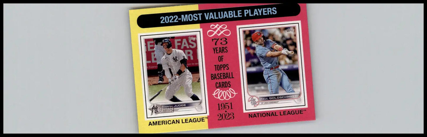 2024 Topps Heritage #212 2022 MVPs (Aaron Judge / Paul Goldschmidt) MVP yankees