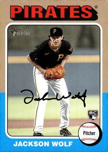 Jackson Wolf baseball card from 2024 Topps Heritage with original gloss rookie card