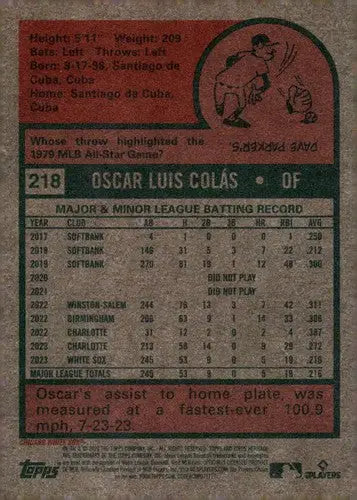 2024 Topps Heritage #218 Oscar Colas NM-MT White Sox ID:70392 - Baseball Card Single