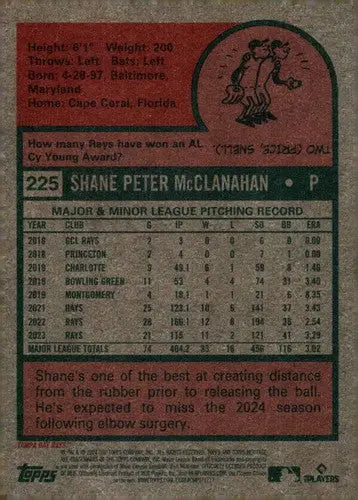 2024 Topps Heritage #225 Shane McClanahan NM-MT Rays ID:70179 - Baseball Card Single