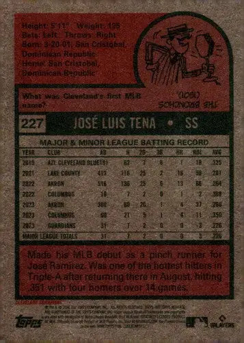 2024 Topps Heritage #227 Jose Tena NM-MT RC Rookie Guardians ID:70395 - Baseball Card Single