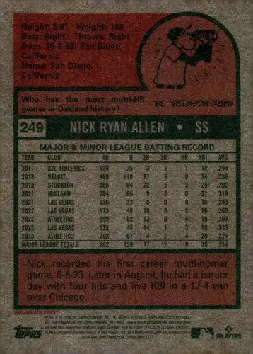 2024 Topps Heritage #249 Nick Allen NM-MT Athletics ID:70399 - Baseball Card Single