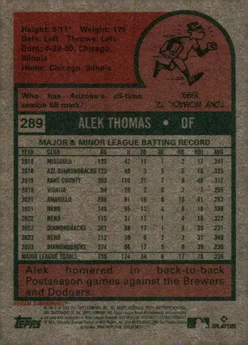 2024 Topps Heritage #289 Alek Thomas NM-MT Diamondbacks ID:70411 - Baseball Card Single