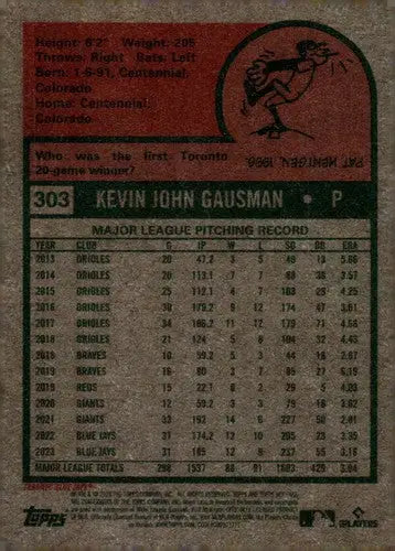 2024 Topps Heritage #303 Kevin Gausman NM-MT Blue Jays ID:70415 - Baseball Card Single