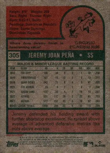 2024 Topps Heritage #305 Jeremy Pena NM-MT Astros ID:70417 - Baseball Card Single