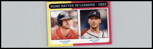 2024 Topps Heritage #308 Runs Batted In Leaders - 2023 Kyle Tucker / Matt Olson - Baseball Card Single