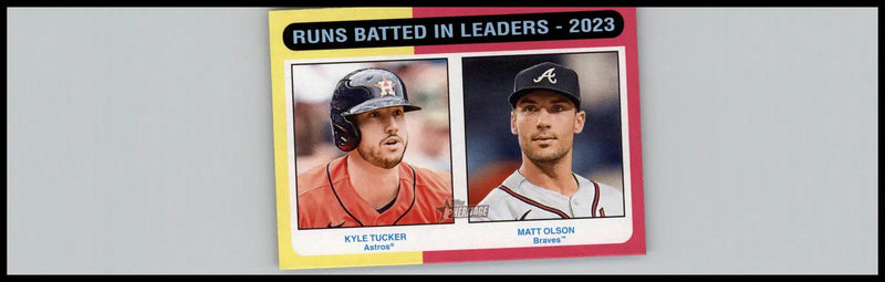 2024 Topps Heritage #308 Runs Batted In Leaders - 2023 Kyle Tucker / Matt Olson - Baseball Card Single