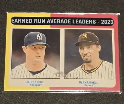 2024 Topps Heritage #311 Earned Run Average Leaders-2023 Gerrit Cole/Blake Snell - Baseball Card Single