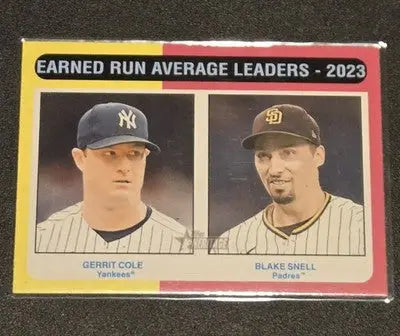 2024 Topps Heritage #311 Earned Run Average Leaders-2023 Gerrit Cole/Blake Snell - Baseball Card Single
