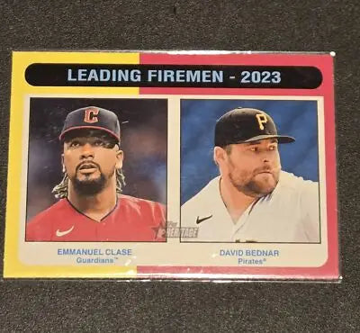 2024 Topps Heritage #313 Leading Firemen - 2023 (Emmanuel Clase/David Bednar - Baseball Card Single