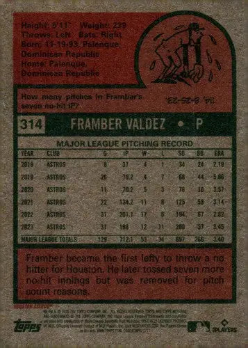 2024 Topps Heritage #314 Framber Valdez NM-MT Astros ID:70419 - Baseball Card Single
