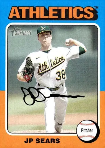 Baseball card featuring JP Sears NM-MT Athletics from 2024 Topps Heritage series