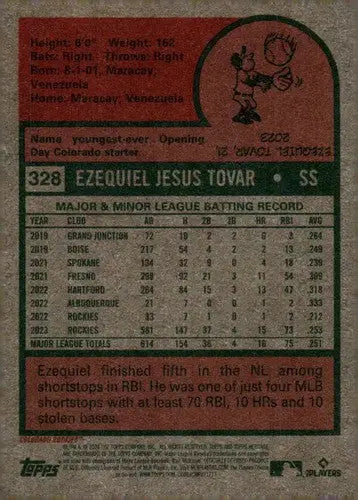 2024 Topps Heritage #328 Ezequiel Tovar NM-MT Rockies ID:70424 - Baseball Card Single