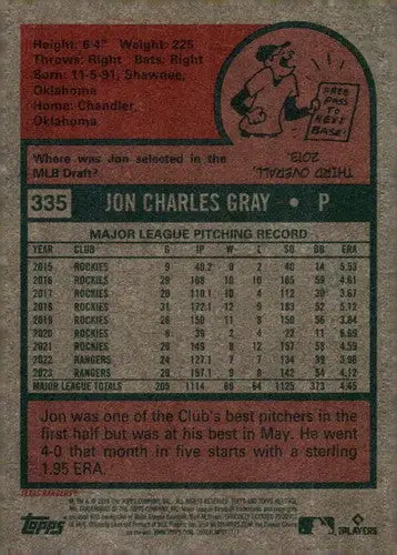 2024 Topps Heritage #335 Jon Gray NM-MT Rangers ID:70194 - Baseball Card Single