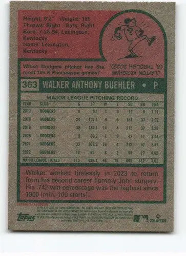 2024 Topps Heritage #363 Walker Buehler NM-MT Dodgers ID:70438 - Baseball Card Single