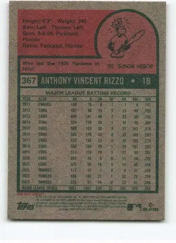 2024 Topps Heritage #367 Anthony Rizzo NM-MT Yankees ID:70439 - Baseball Card Single