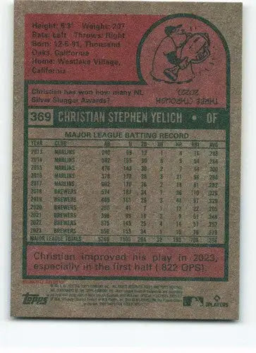 2024 Topps Heritage #369 Christian Yelich NM-MT Brewers ID:70440 - Baseball Card Single