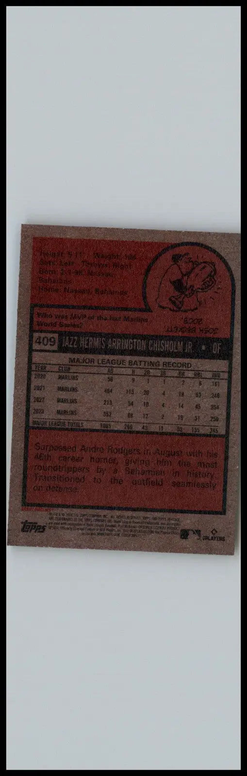 2024 Topps Heritage #409 Jazz Chisholm Jr. Miami Marlins - Baseball Card Single