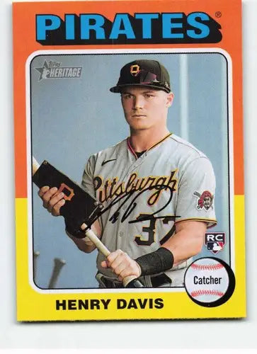 Original gloss of Henry Davis baseball card from 2024 Topps Heritage series