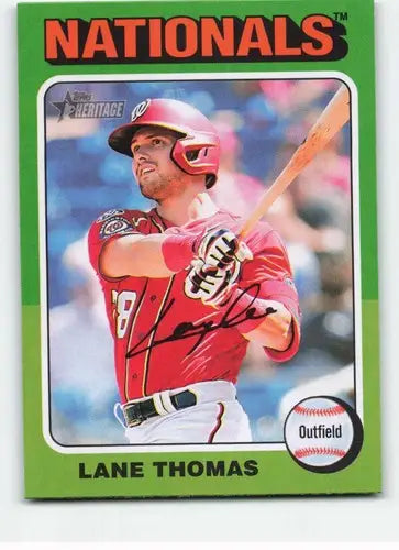 2024 Topps Heritage Lane Thomas baseball card with original gloss Nationals ID 70354