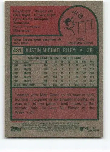 2024 Topps Heritage #431 Austin Riley NM-MT Braves ID:70452 - Baseball Card Single