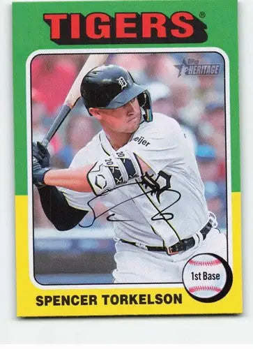 Original gloss 2024 Topps Heritage Spencer Torkelson baseball card Tigers ID 70455