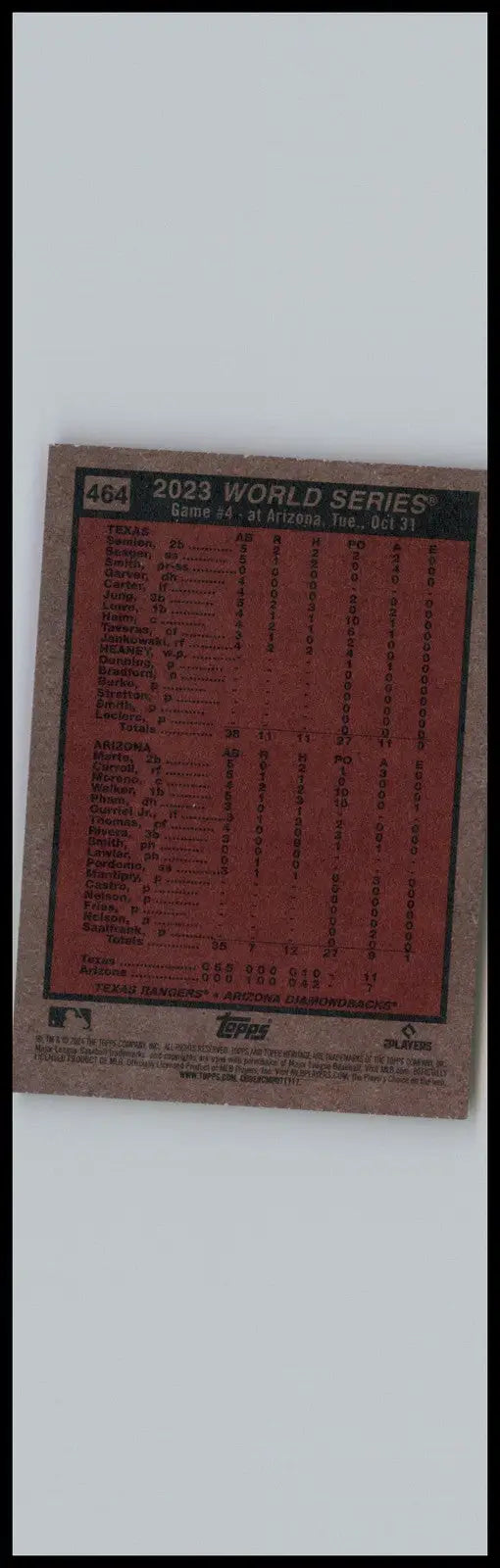 2024 Topps Heritage #464 World Series 2023: Game Texas Rangers - Baseball Card Single
