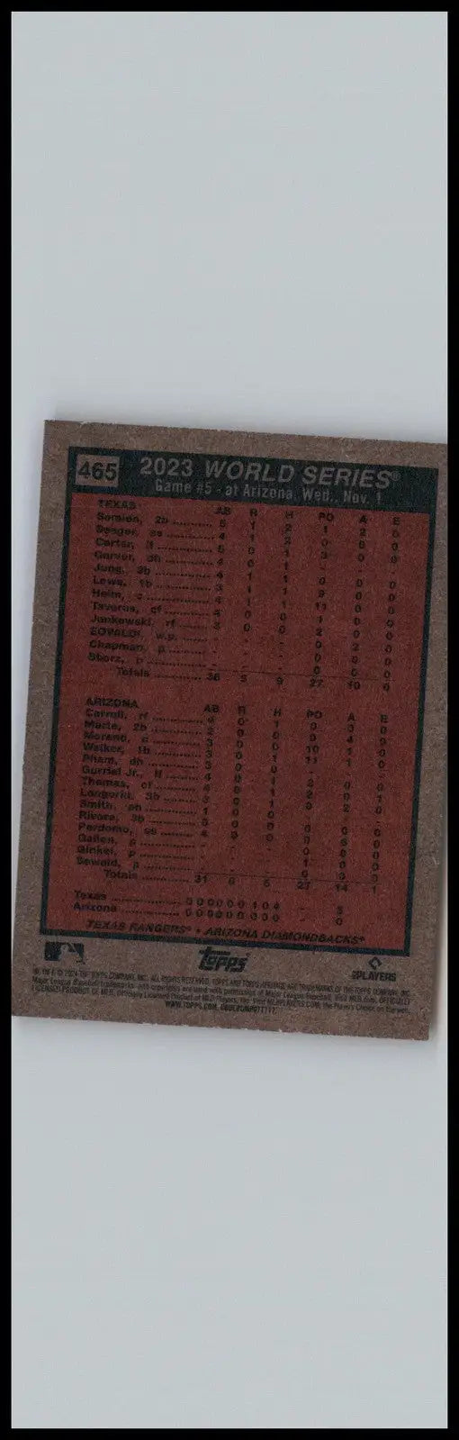 2024 Topps Heritage #465 World Series 2023: Game Texas Rangers - Baseball Card Single