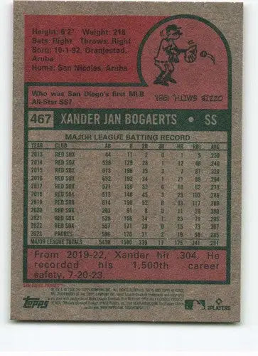 2024 Topps Heritage Baseball Card Back Xander Bogaerts Padres Original Gloss NM-MT