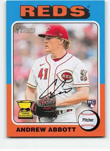 Original gloss 2024 Topps Heritage Andrew Abbott rookie baseball card