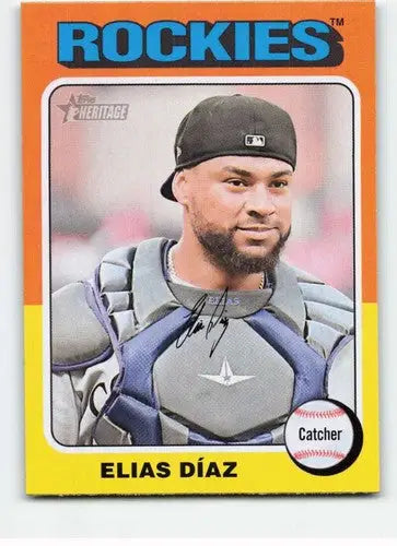 Elias Diaz baseball card from 2024 Topps Heritage with original gloss and NM-MT condition