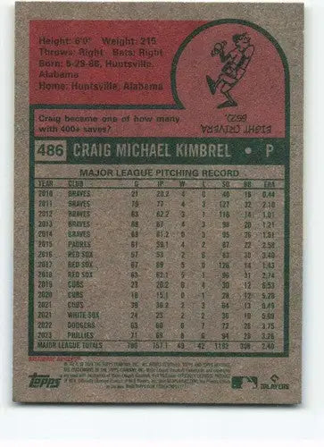 2024 Topps Heritage Craig Kimbrel baseball card back with original gloss Orioles ID 70467