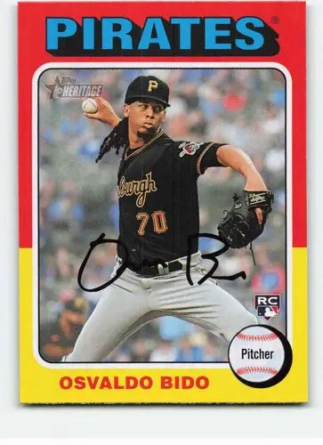 Original gloss Osvaldo Bido autographed baseball card from 2024 Topps Heritage series