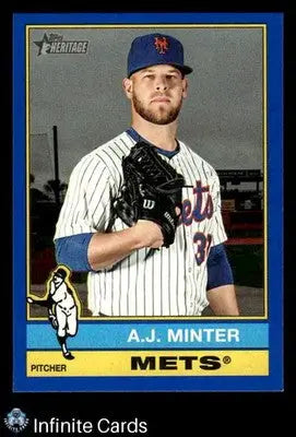 2024 Topps Heritage A.J. MINTER #597 Dark Blue Border New York Mets