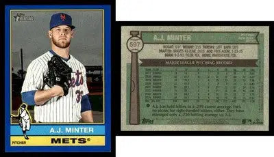 2024 Topps Heritage A.J. MINTER #597 Dark Blue Border New York Mets