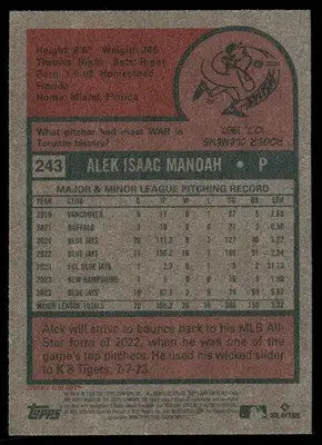 2024 Topps Heritage Alek Manoah #243 Baseball - Baseball Card Single