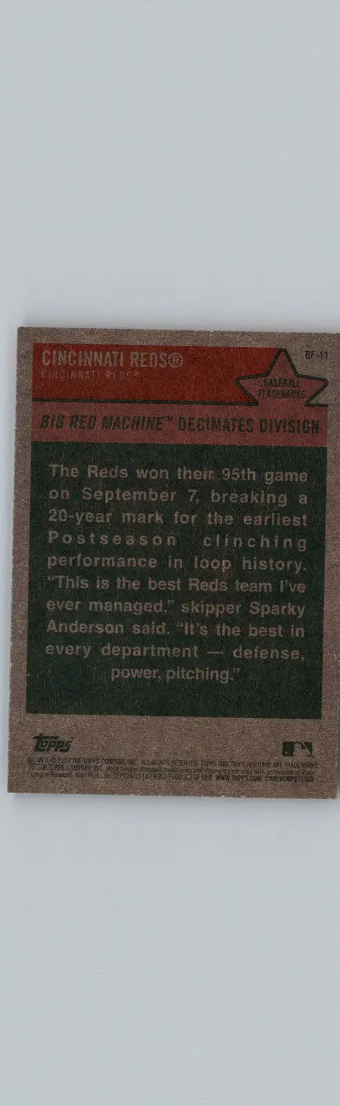 2024 Topps Heritage #BF-11 Cincinnati Reds Baseball Flashbacks Cincinnati Reds - Baseball Card Single