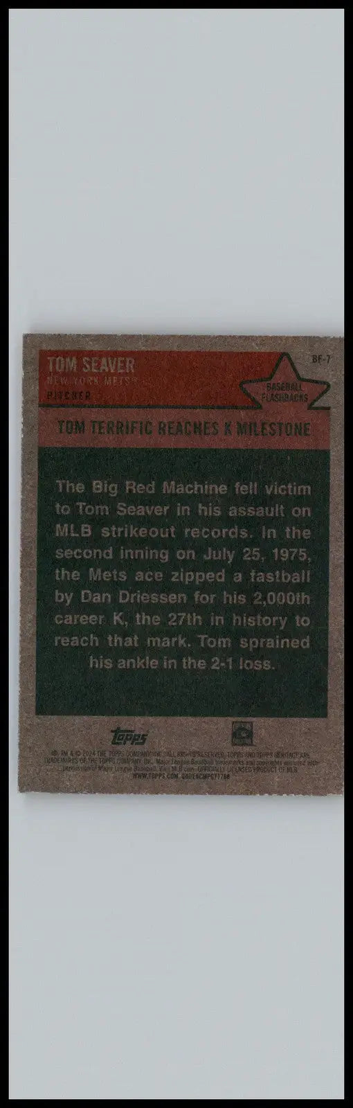 2024 Topps Heritage #BF-7 Tom Seaver Baseball Flashbacks New York Mets - Baseball Card Single