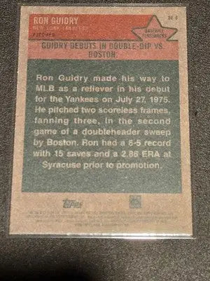 2024 Topps Heritage #BF-8 Ron Guidry Baseball Flashbacks - Baseball Card Single