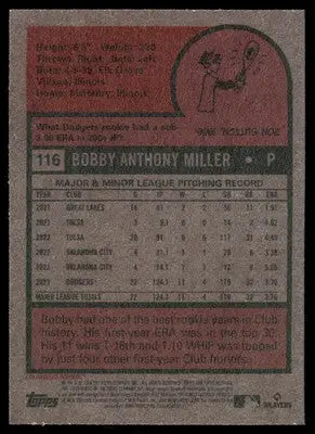 2024 Topps Heritage Bobby Miller #116 Baseball - Baseball Card Single